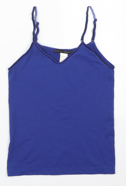 Atmosphere Womens Blue  Nylon Basic Tank Size 10 V-Neck