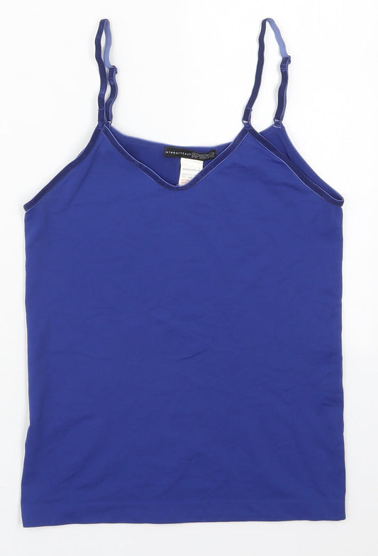 Atmosphere Womens Blue  Nylon Basic Tank Size 10 V-Neck
