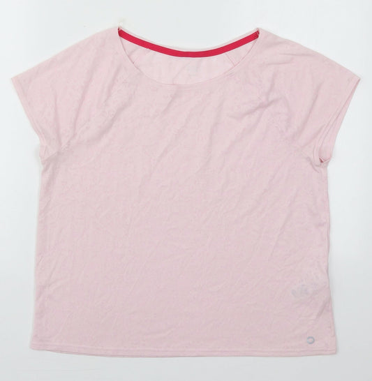 Marks and Spencer Womens Pink Animal Print Polyester Basic T-Shirt Size 12 Round Neck