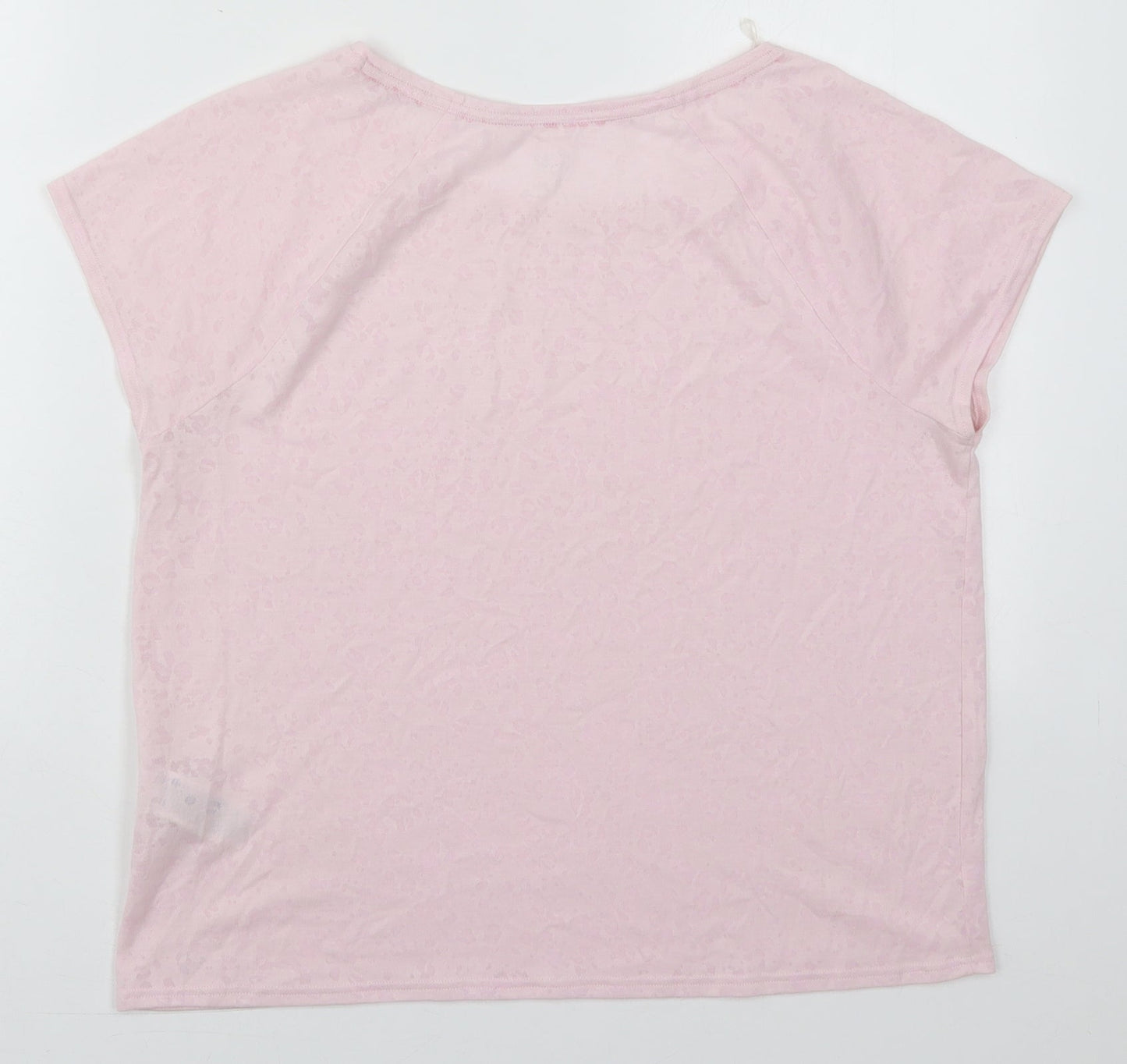 Marks and Spencer Womens Pink Animal Print Polyester Basic T-Shirt Size 12 Round Neck