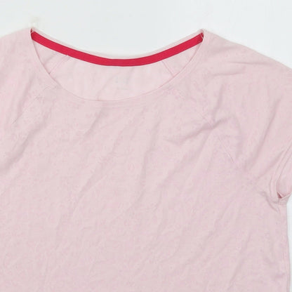 Marks & Spencer Womens Pink Animal Print Polyester Basic T-Shirt Size 12 Round Neck