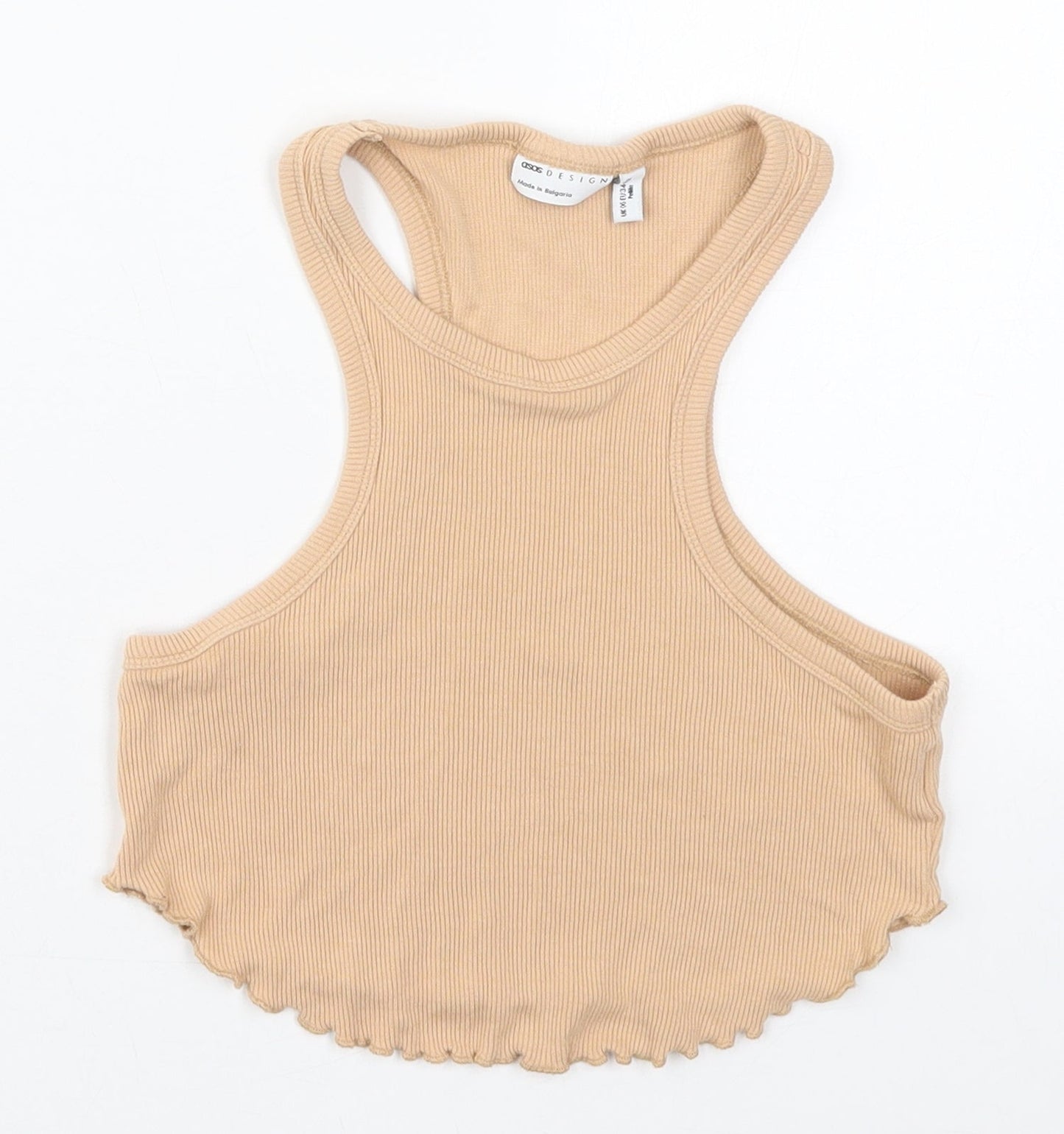 ASOS Womens Beige  Viscose Cropped Tank Size 6 Round Neck