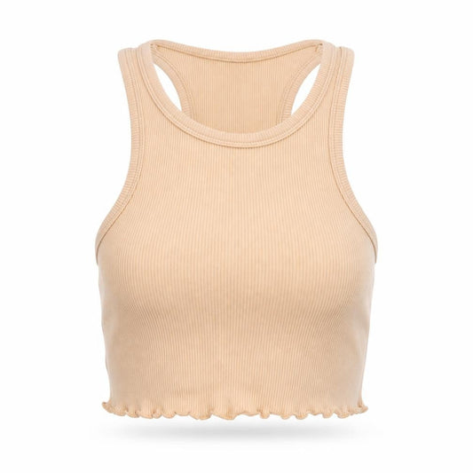 ASOS Womens Beige  Viscose Cropped Tank Size 6 Round Neck