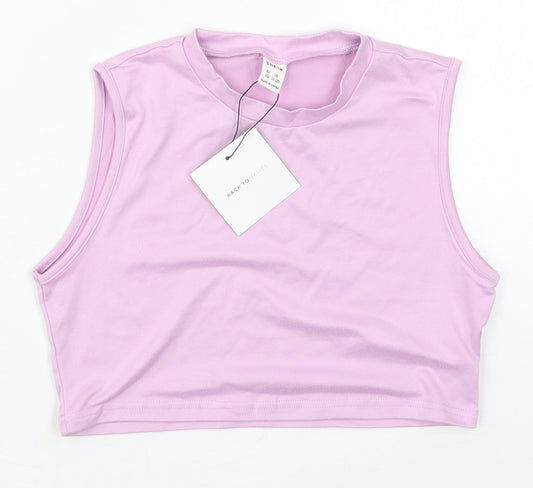SheIn Girls Purple  Polyester Cropped Tank Size 11-12 Years Crew Neck Pullover