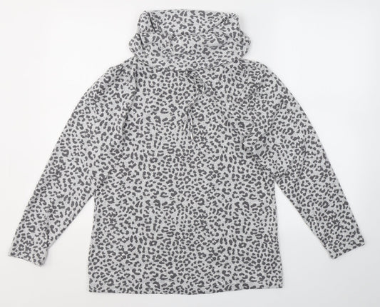 F&F Womens Grey Animal Print Polyester Pullover Sweatshirt Size 8  Pullover