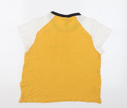 Preloved H&M Womens Yellow  Viscose Basic T-Shirt Size M Collared - London - Back