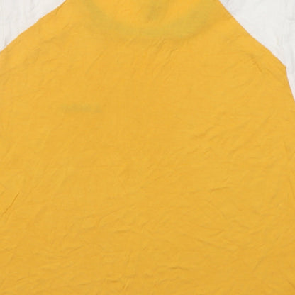 Preloved H&M Womens Yellow  Viscose Basic T-Shirt Size M Collared - London - Label