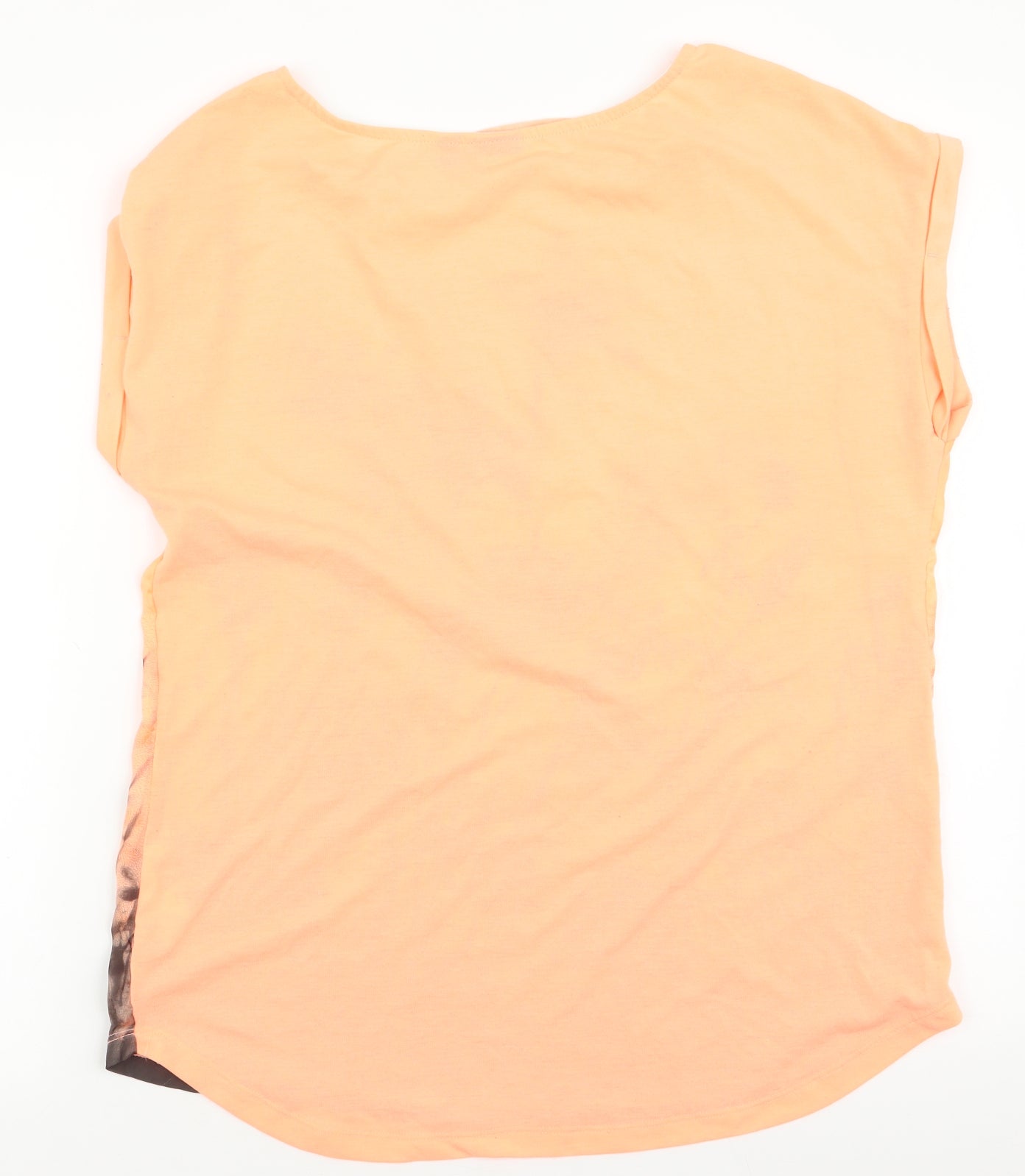 Mexx Womens Orange Floral Polyester Jersey Blouse Size L Round Neck