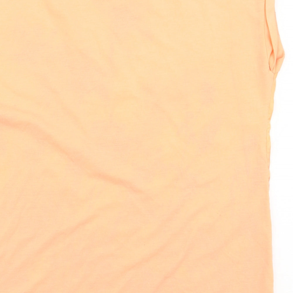 Mexx Womens Orange Floral Polyester Jersey Blouse Size L Round Neck