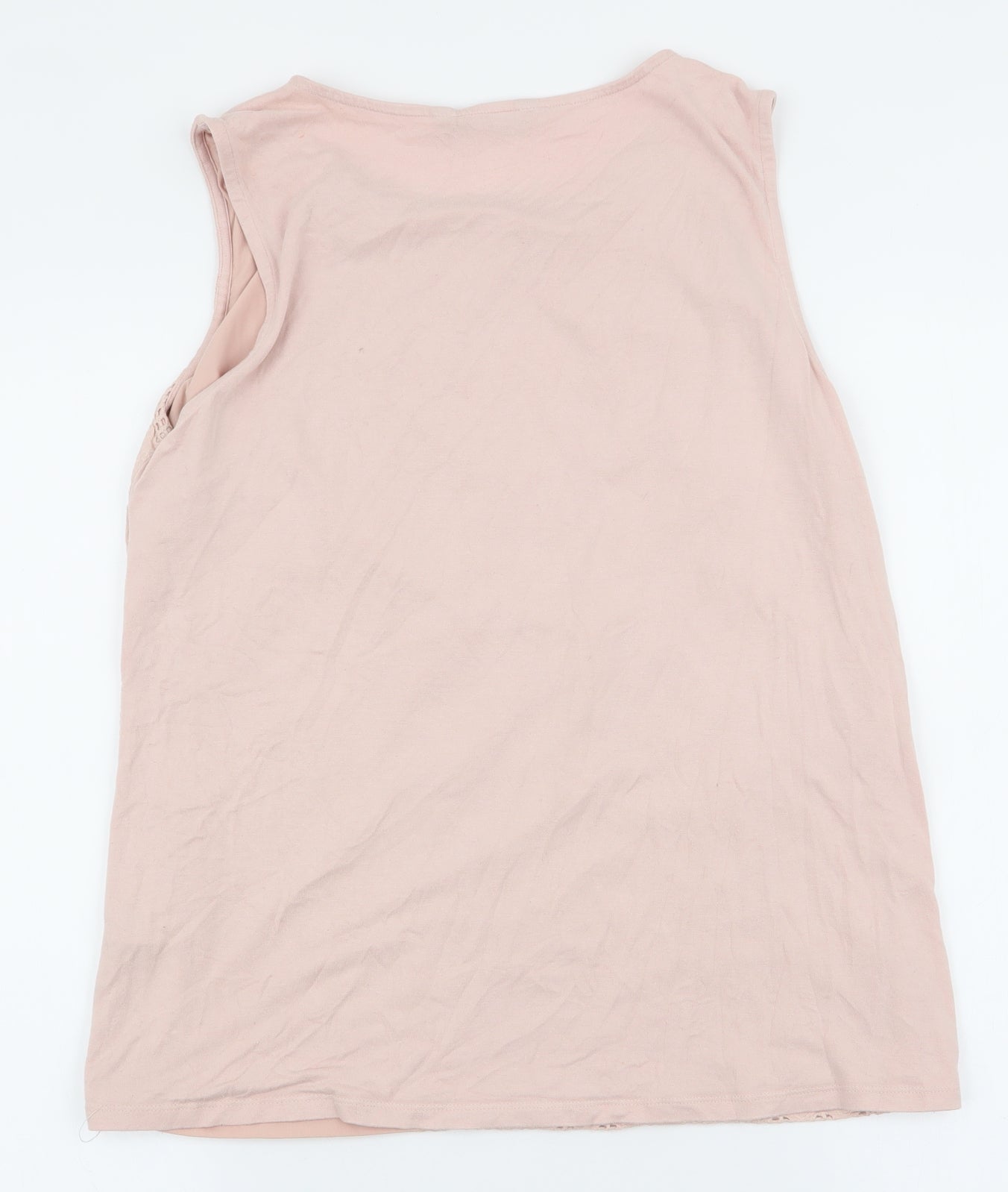 Dunnes Stores Womens Pink Floral Cotton Jersey Tank Size 14 Round Neck