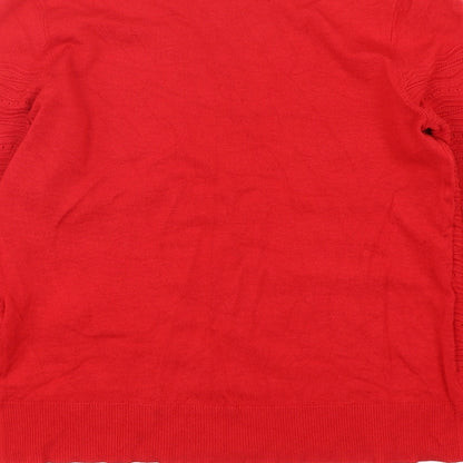 Preloved Oasis Womens Red Round Neck  Viscose Pullover Jumper Size S - Label