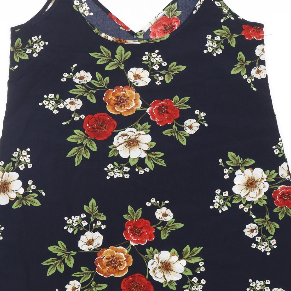 Shein  Womens Blue Floral Polyester Camisole Tank Size M V-Neck
