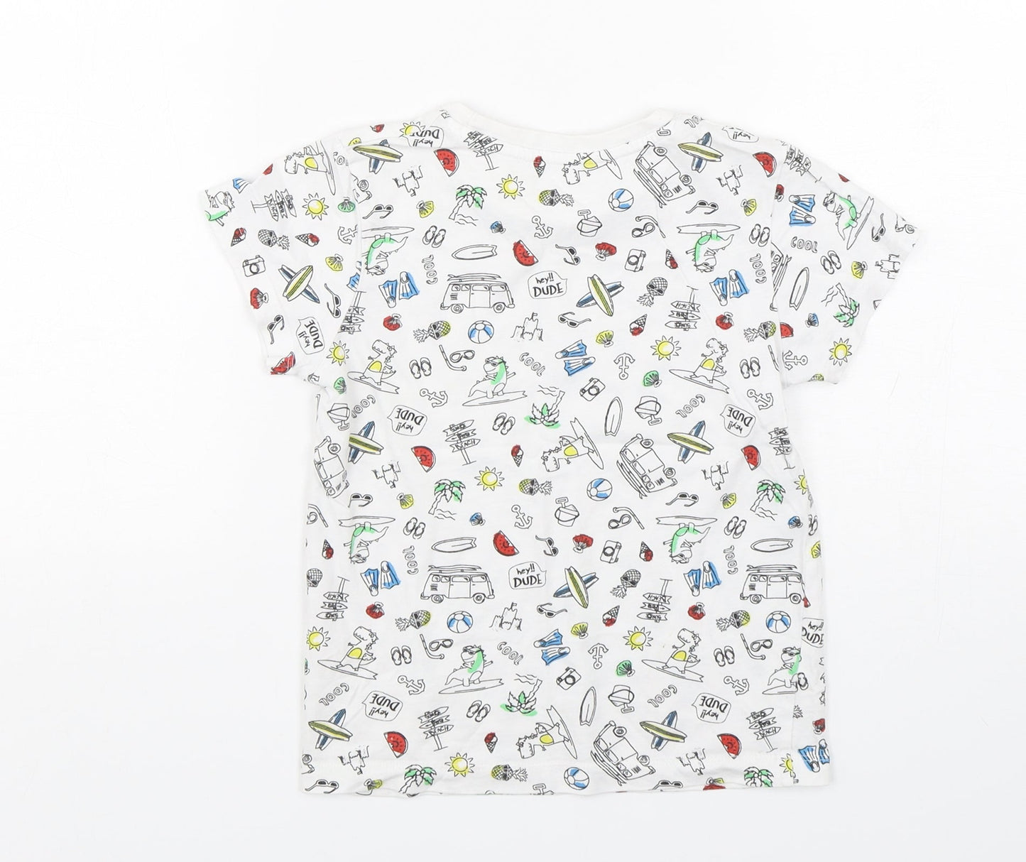 Matalan  Boys Multicoloured Geometric Cotton Basic T-Shirt Size 5-6 Years Round Neck Pullover - Beach
