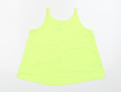 F&F Girls Green  Polyester Basic Tank Size 9-10 Years Round Neck Pullover