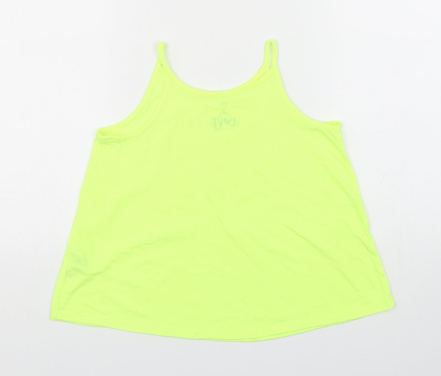 F&F Girls Green  Polyester Basic Tank Size 9-10 Years Round Neck Pullover