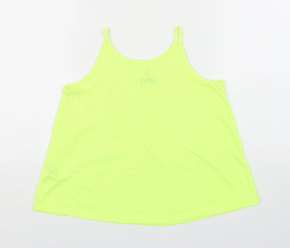 F&F Girls Green  Polyester Basic Tank Size 9-10 Years Round Neck Pullover