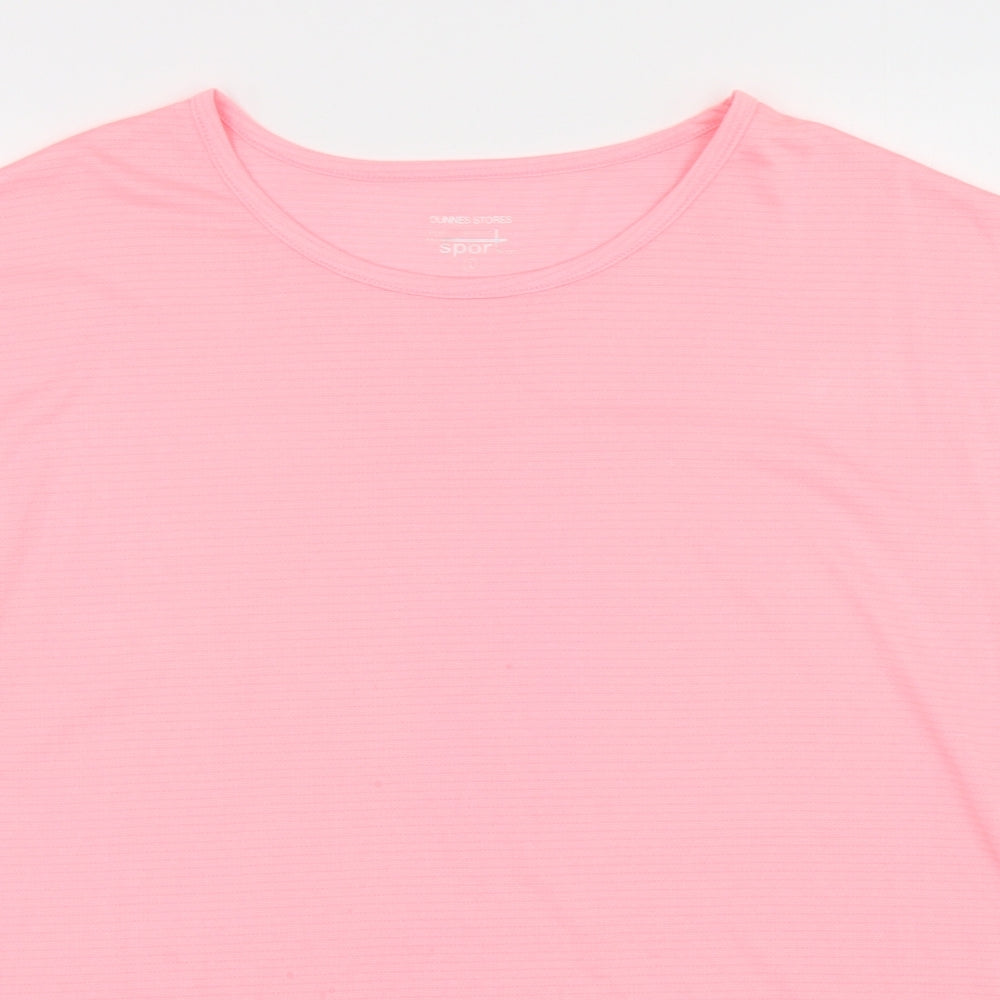 Preloved Dunnes Stores Womens Pink  Polyester Basic T-Shirt Size L Round Neck Pullover - Detail