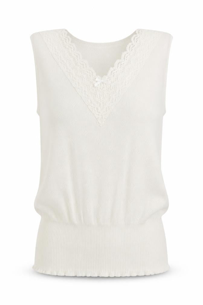 White Snowdrop Womens White  Polyester Basic Tank Size M V-Neck