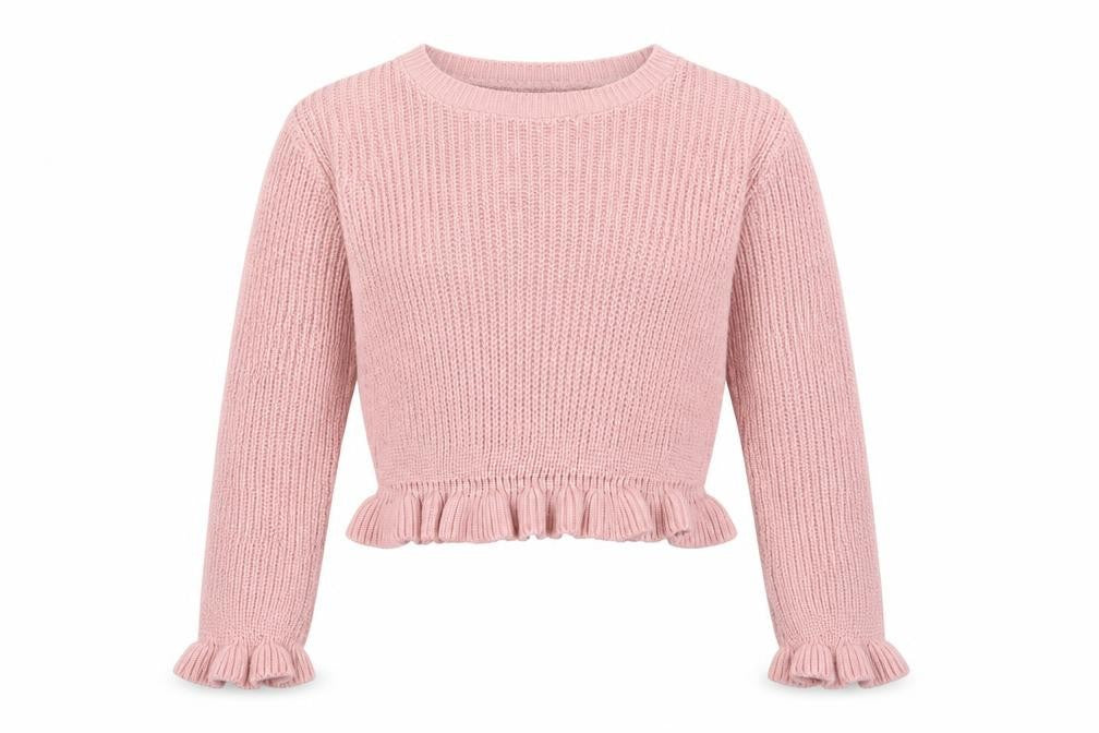 Select Girls Pink Crew Neck  Acrylic Pullover Jumper Size 14 Years