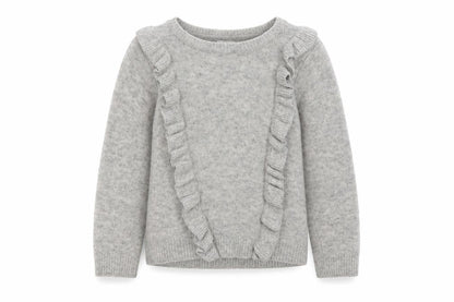 F&F Girls Grey Crew Neck  Acrylic Pullover Jumper Size 5-6 Years