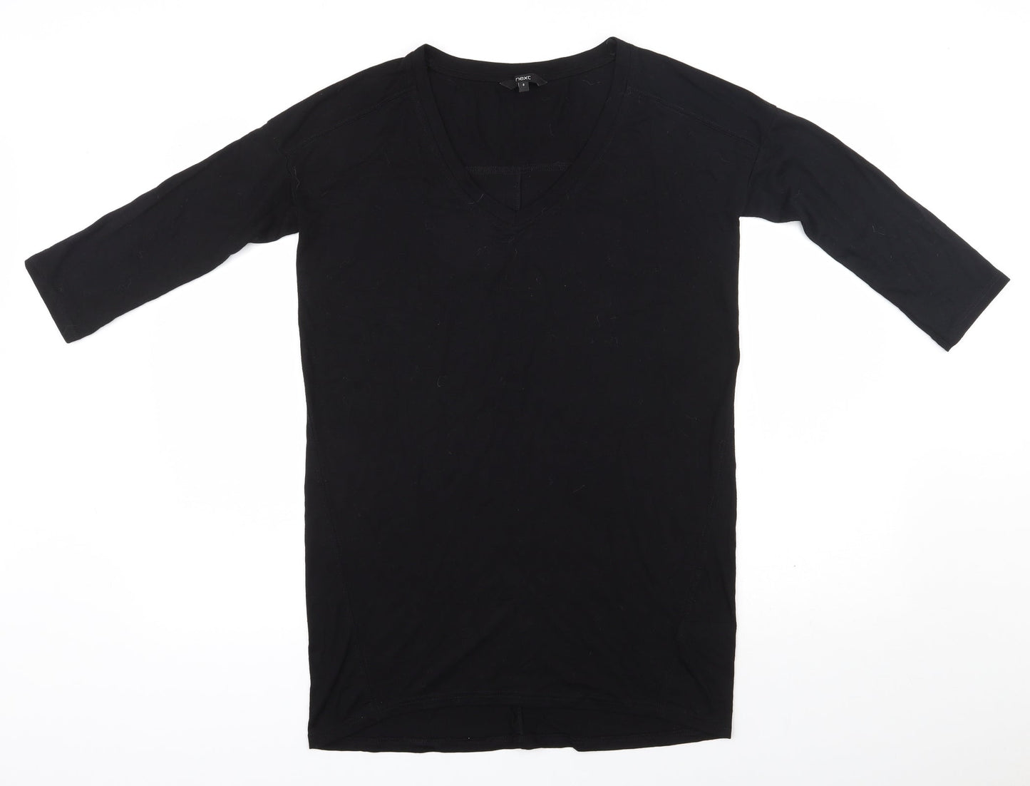 NEXT Womens Black  Polyester Tunic T-Shirt Size 8 V-Neck