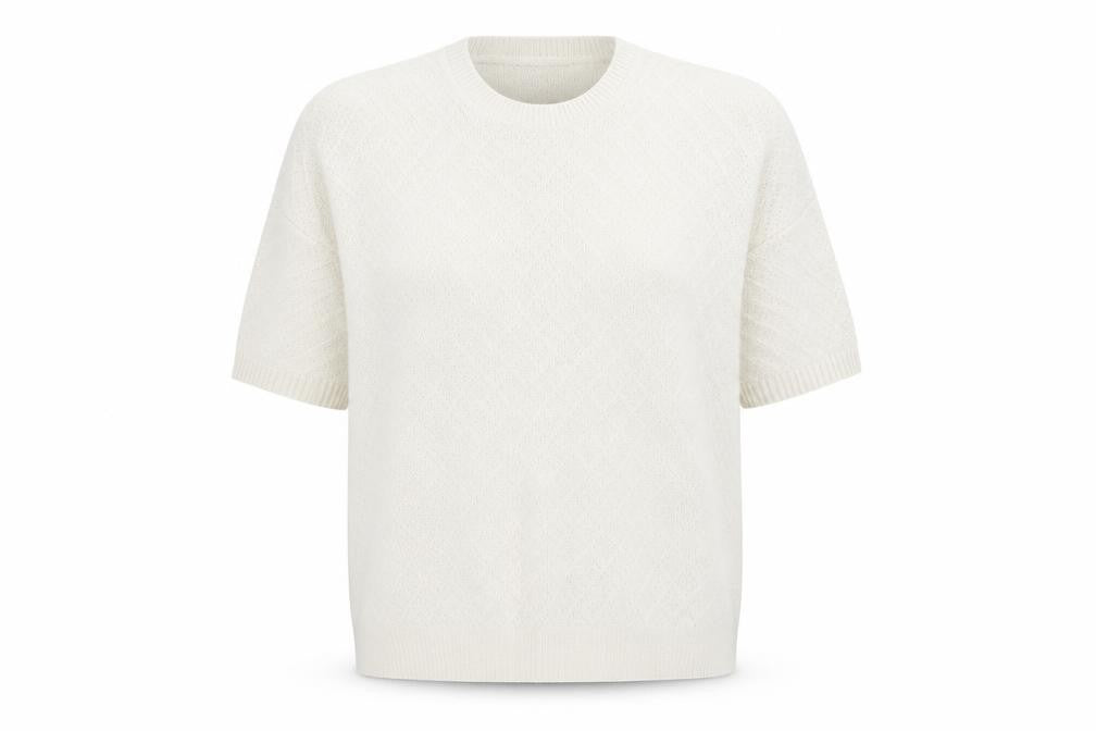 Janique Womens Ivory Round Neck  Polyester Pullover Jumper Size 14