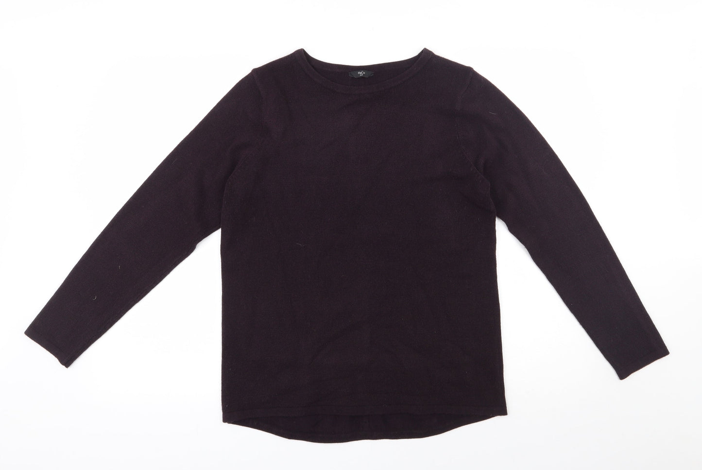 M&Co Womens Purple Round Neck  Acrylic Pullover Jumper Size 14