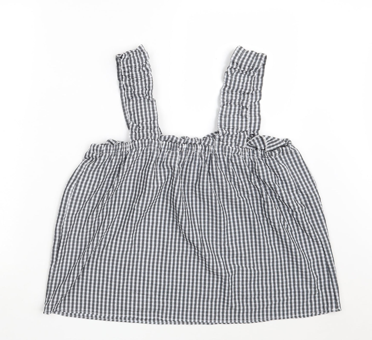 Papaya Womens Black Check Polyester Basic Blouse Size 12 Off the Shoulder
