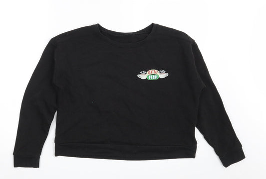 New Look Girls Black  Cotton Pullover Sweatshirt Size 12-13 Years   - Central Perk