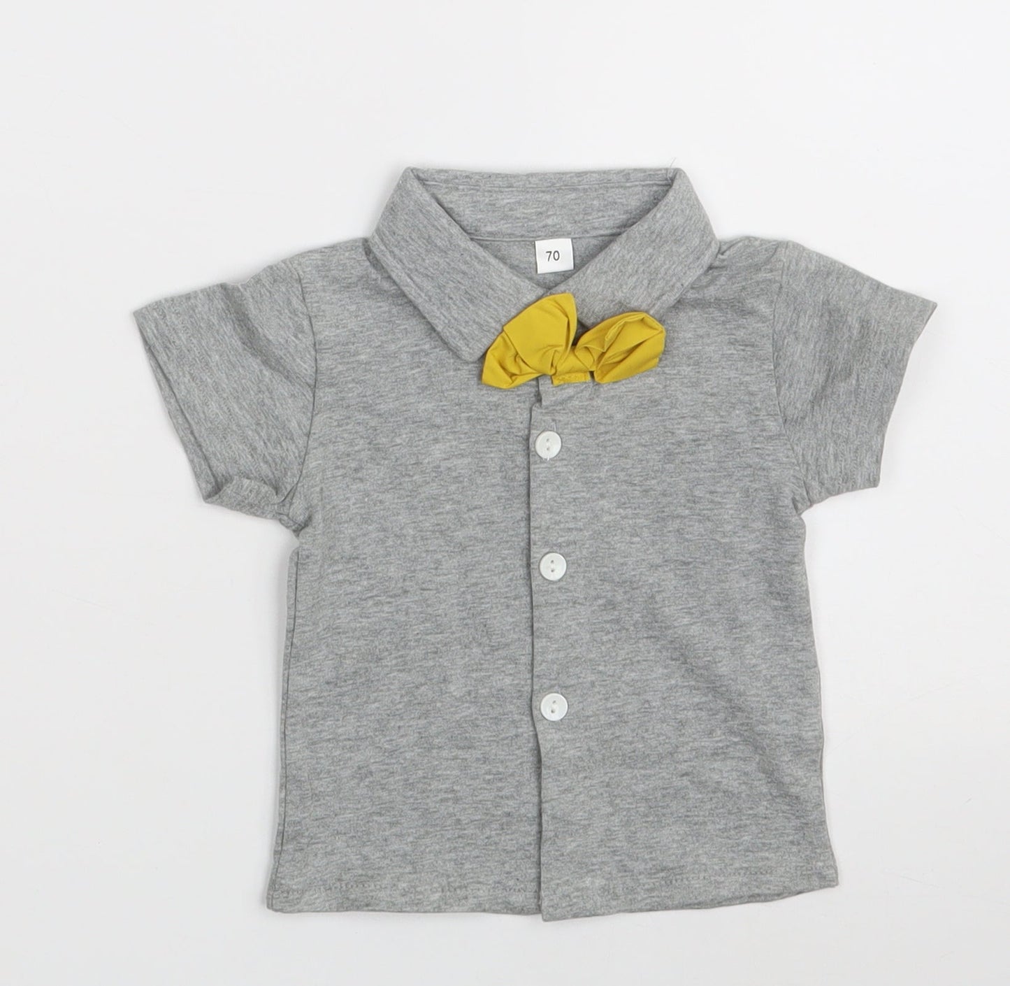 SheIn Boys Grey  Cotton Basic Button-Up Size 6-9 Months Collared Button