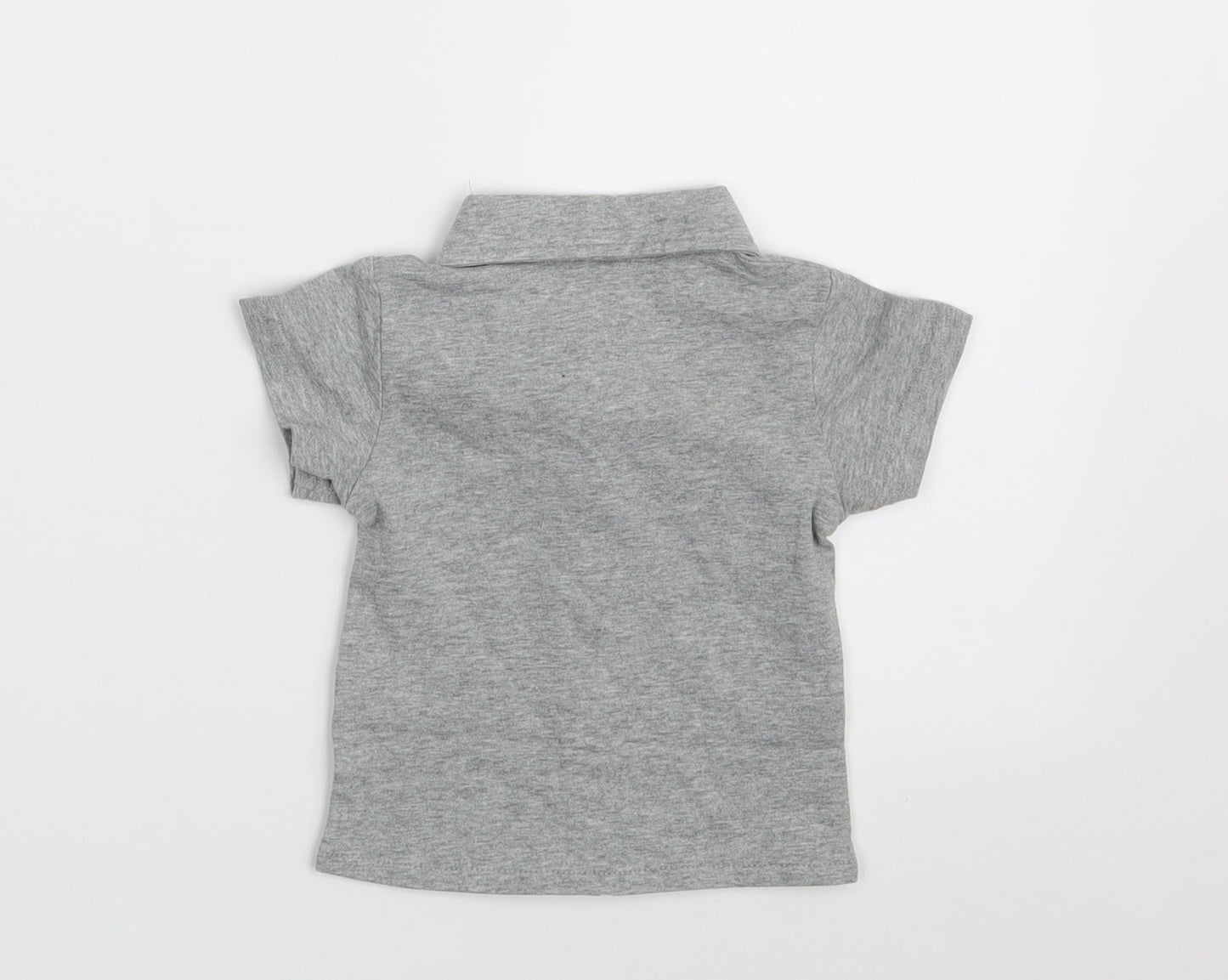 SheIn Boys Grey  Cotton Basic Button-Up Size 6-9 Months Collared Button