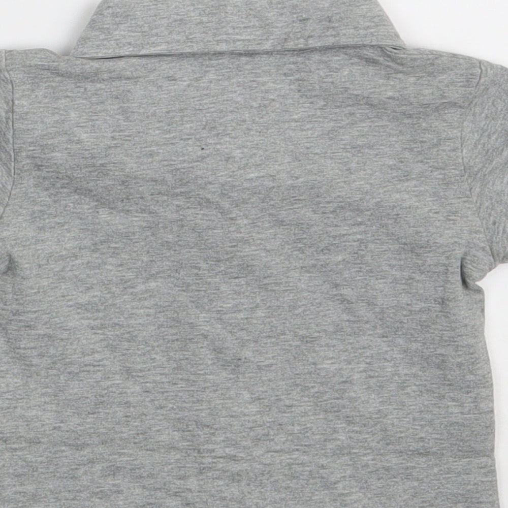 SheIn Boys Grey  Cotton Basic Button-Up Size 6-9 Months Collared Button