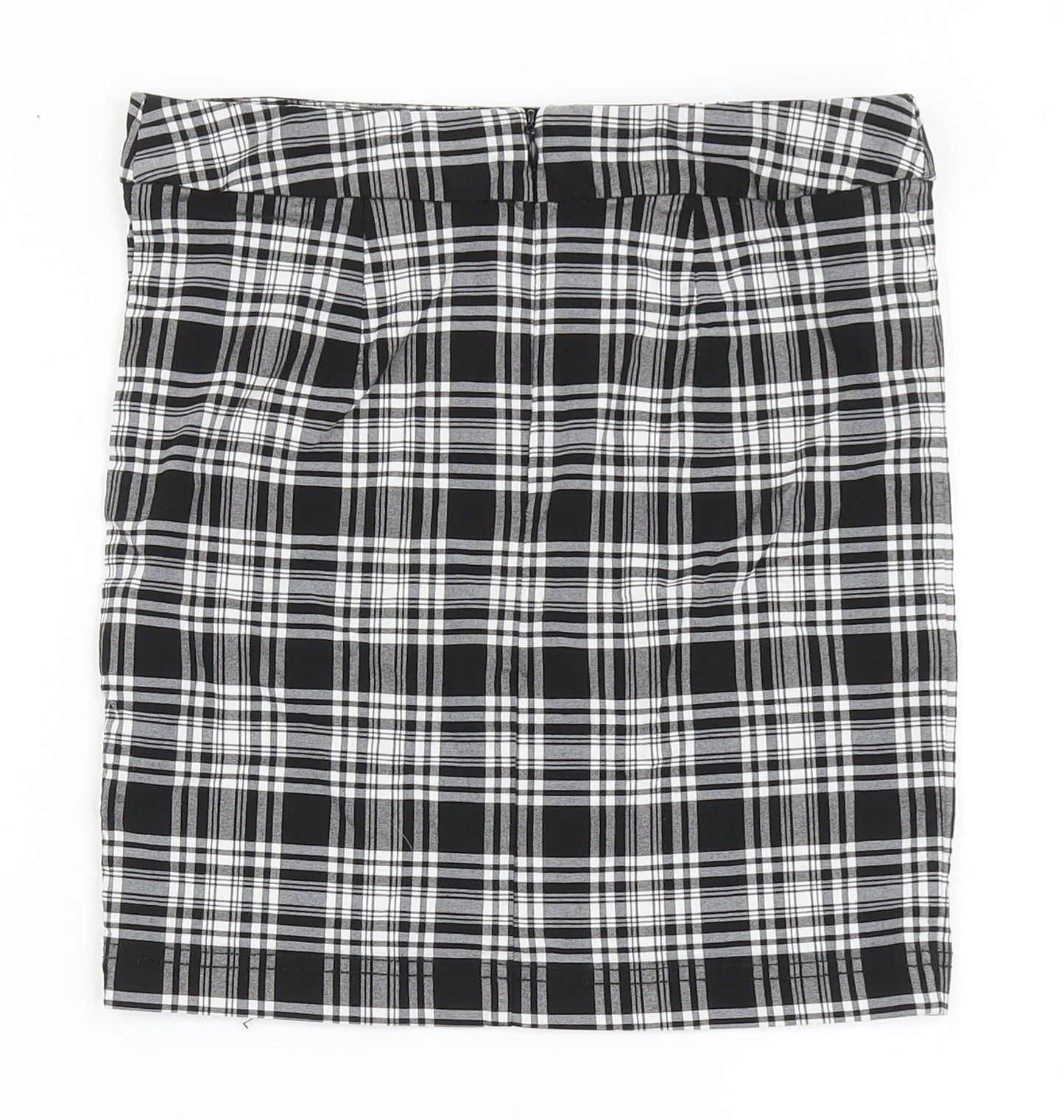 New Look Girls Black Check Viscose A-Line Skirt Size 11 Years  Regular Zip
