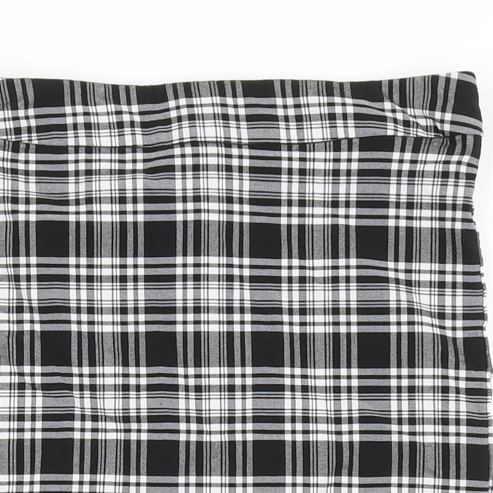 New Look Girls Black Check Viscose A-Line Skirt Size 11 Years  Regular Zip