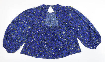 Next Womens Blue  Polyester Basic Blouse Size S Round Neck