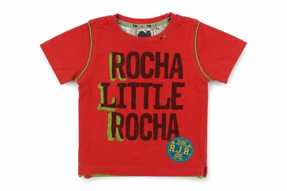 RJR.John Rocha Boys Red  Cotton Basic T-Shirt Size 12-18 Months Crew Neck Pullover