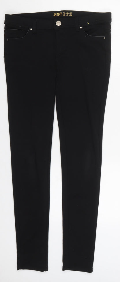 Preloved Denim Co Womens Black  Polyester Trousers  Size 8 L29 in Regular Button - Front