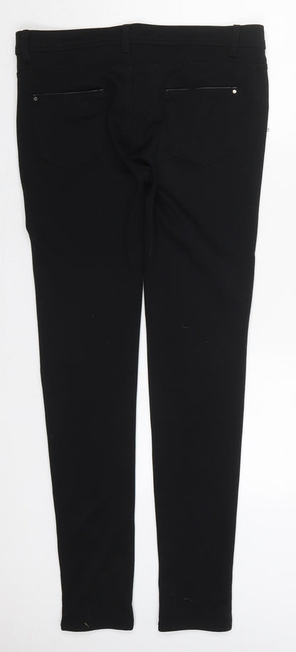 Preloved Denim Co Womens Black  Polyester Trousers  Size 8 L29 in Regular Button - Back