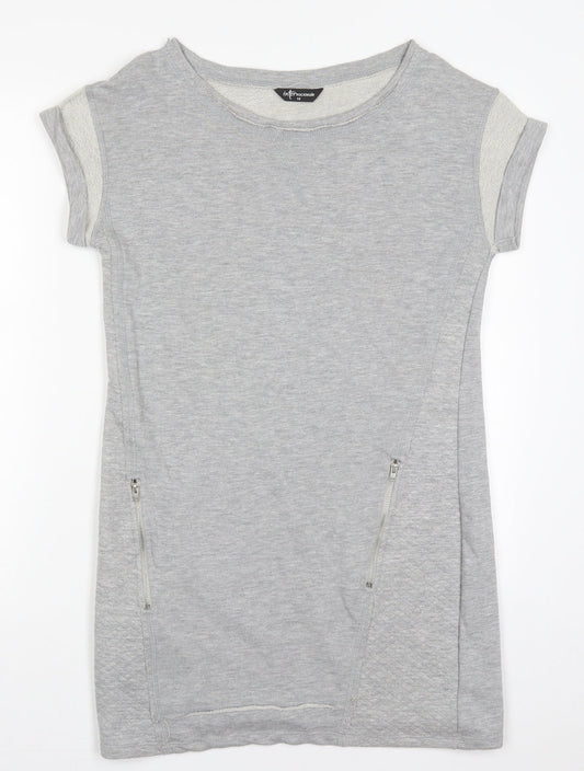 Internacionale Womens Grey  Cotton T-Shirt Dress  Size 10  Round Neck Pullover - Sweater Dress
