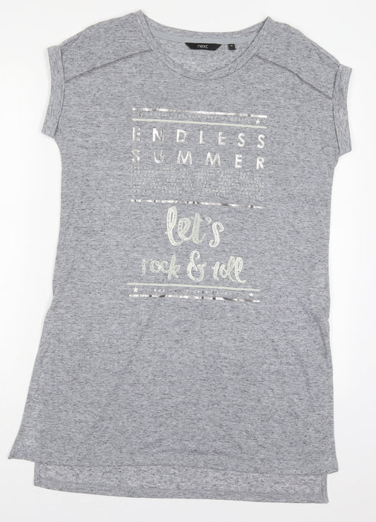 NEXT Womens Grey  Polyester Basic T-Shirt Size 10 Crew Neck - Endless Summer