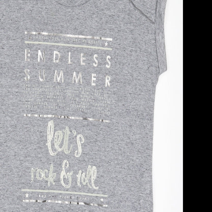 Preloved NEXT Womens Grey  Polyester Basic T-Shirt Size 10 Crew Neck - Endless Summer - Detail