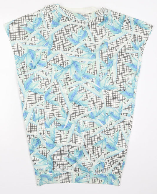 Zara Womens Blue Floral Polyester T-Shirt Dress  Size S  Crew Neck Pullover