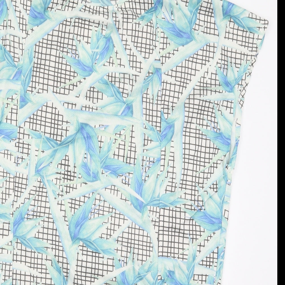 Zara Womens Blue Floral Polyester T-Shirt Dress  Size S  Crew Neck Pullover