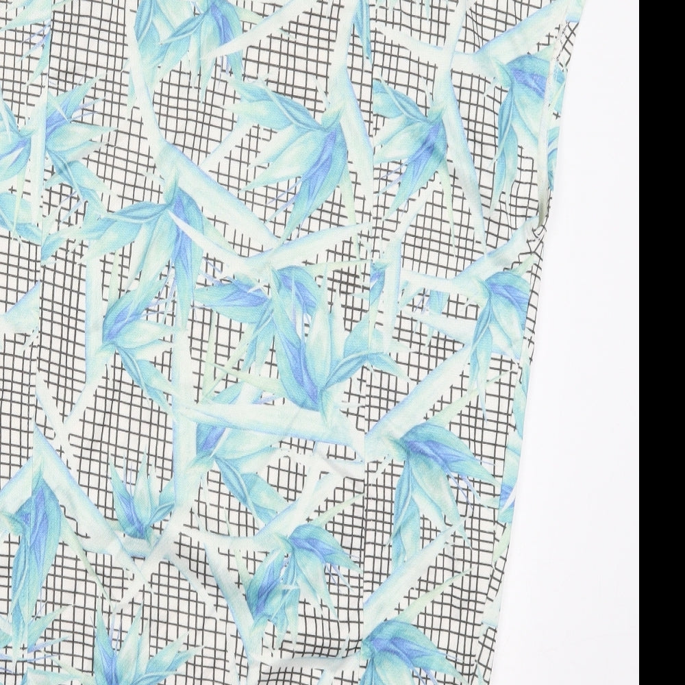 Zara Womens Blue Floral Polyester T-Shirt Dress  Size S  Crew Neck Pullover