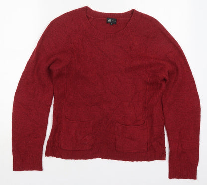 YFL Reserved Womens Red Round Neck  Acrylic Pullover Jumper Size S