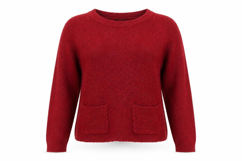 YFL Reserved Womens Red Round Neck  Acrylic Pullover Jumper Size S