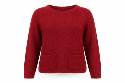 YFL Reserved Womens Red Round Neck  Acrylic Pullover Jumper Size S