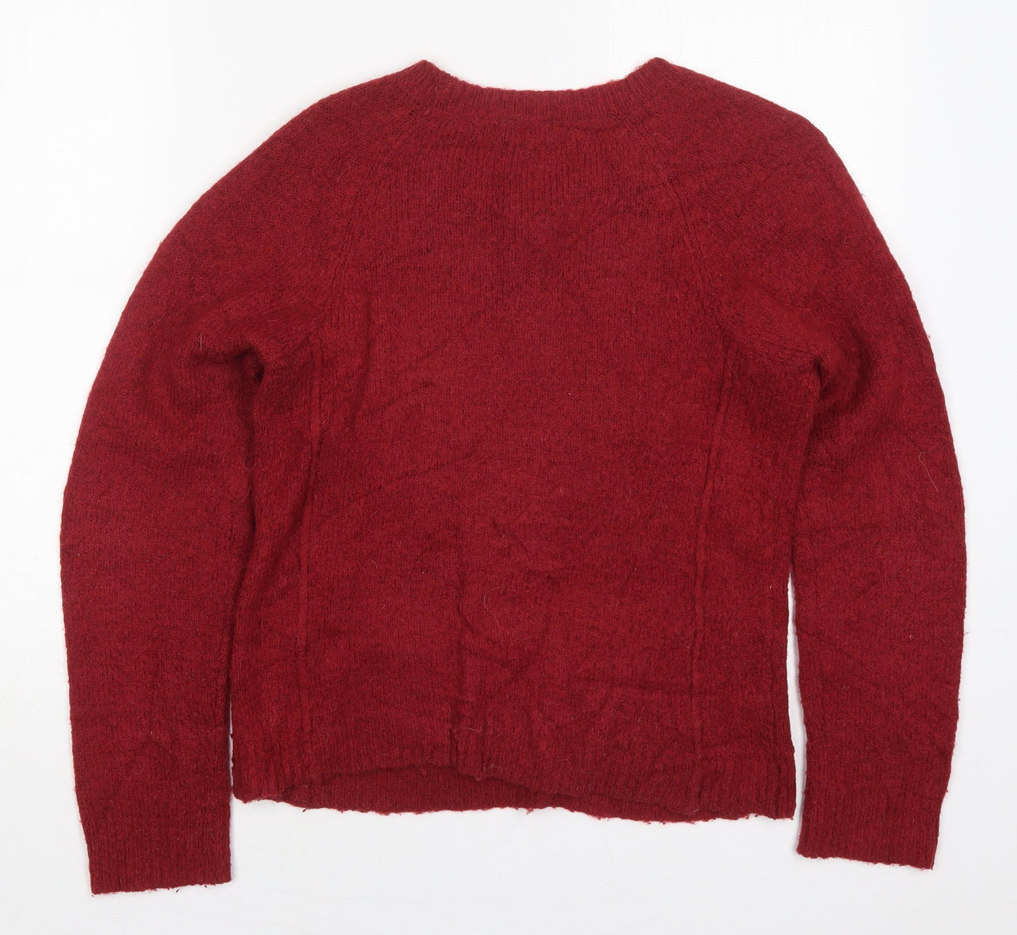 YFL Reserved Womens Red Round Neck  Acrylic Pullover Jumper Size S