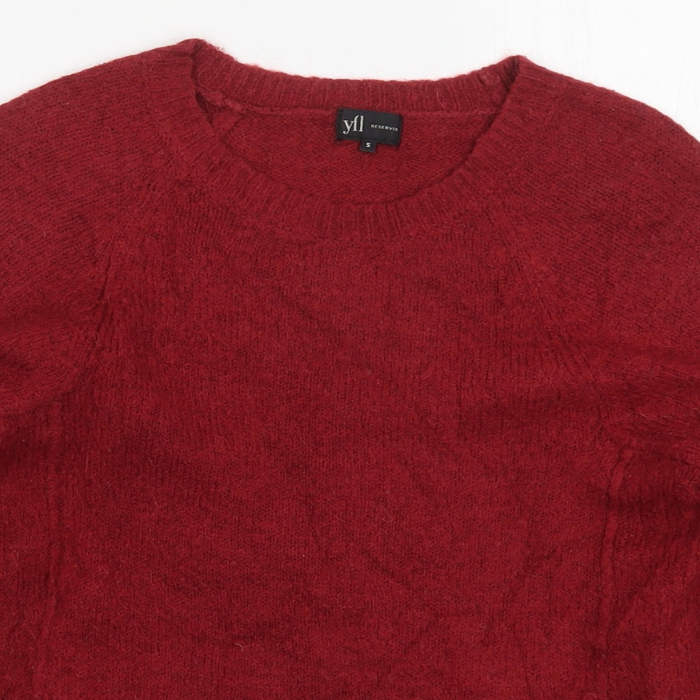 YFL Reserved Womens Red Round Neck  Acrylic Pullover Jumper Size S