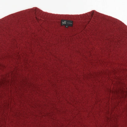 YFL Reserved Womens Red Round Neck  Acrylic Pullover Jumper Size S